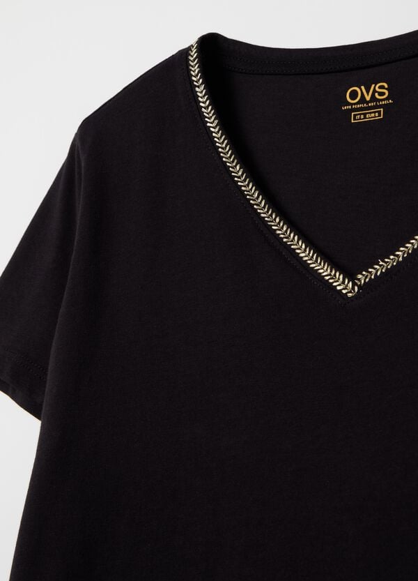 Ovs T-shirt Scollo A V Con Applicazione