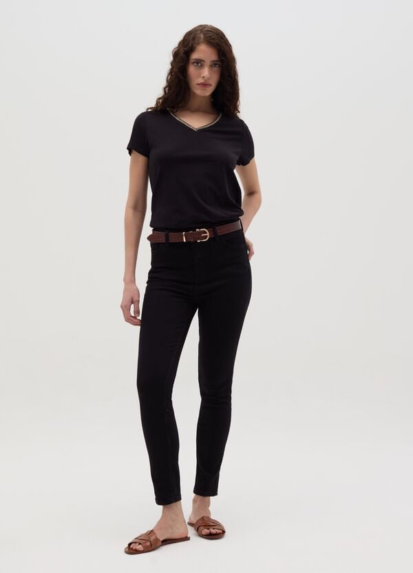 Ovs T-shirt Scollo A V Con Applicazione