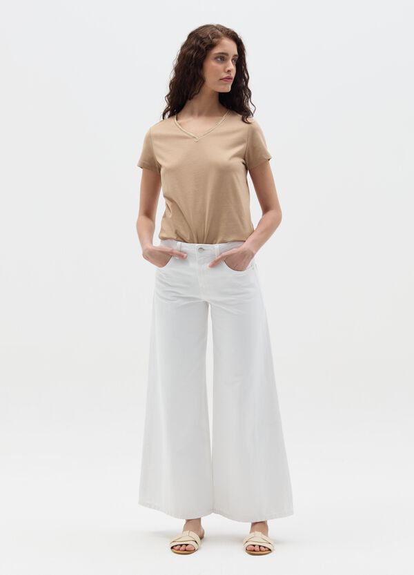 Ovs T-shirt Scollo A V Con Applicazione