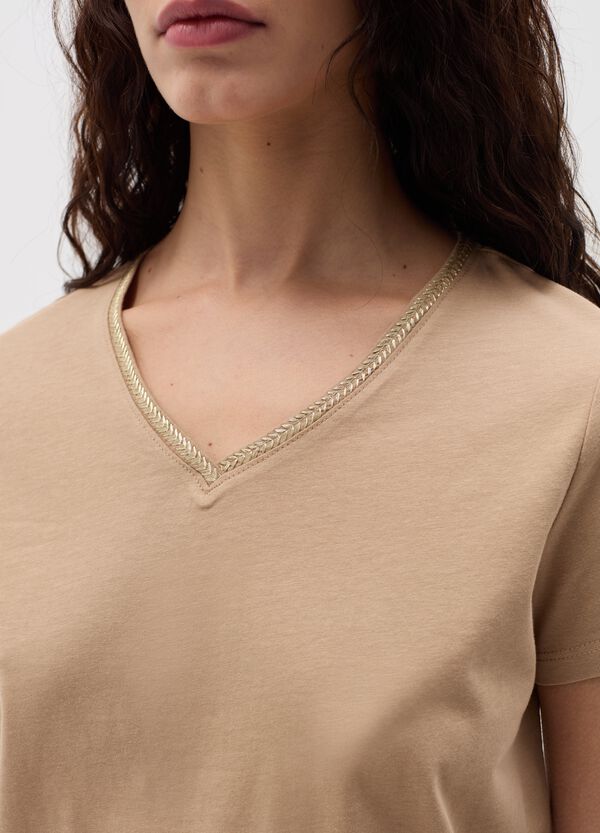 Ovs T-shirt Scollo A V Con Applicazione