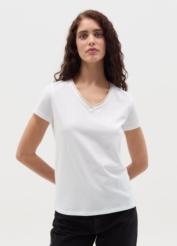 Ovs T-shirt scollo a V con applicazione