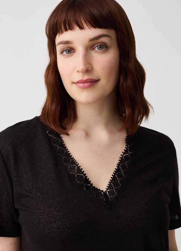 Ovs T-shirt Scollo A V Con Profilo Etnico Curvy