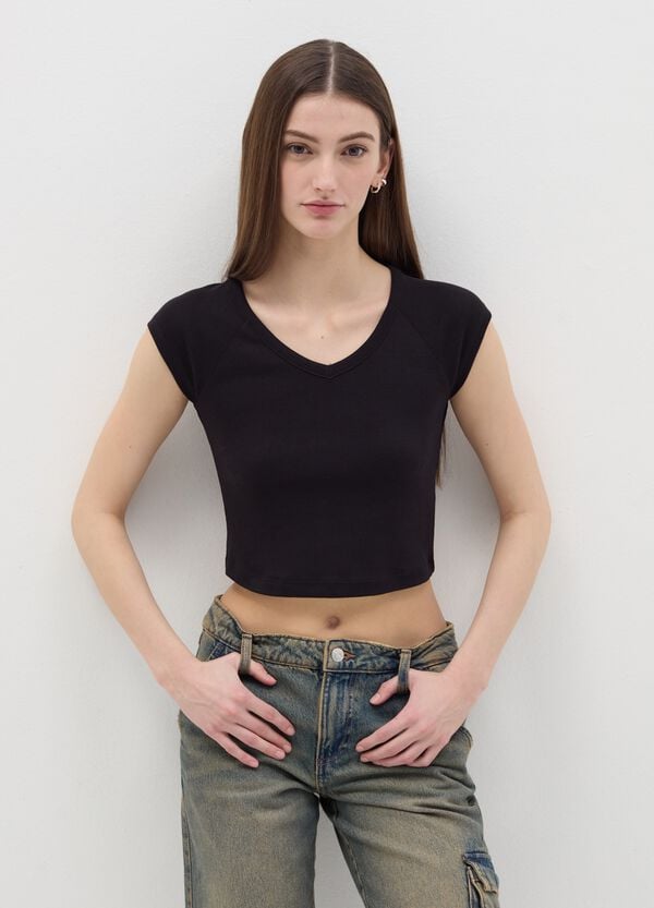 Ovs T-shirt Scollo A V E Maniche Raglan