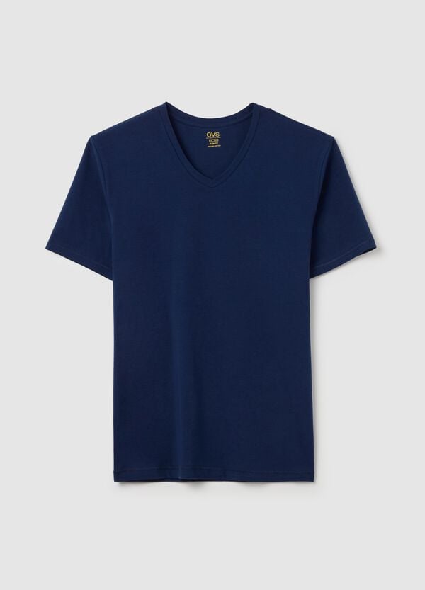 Ovs T-shirt slim fit in cotone stretch scollo a V