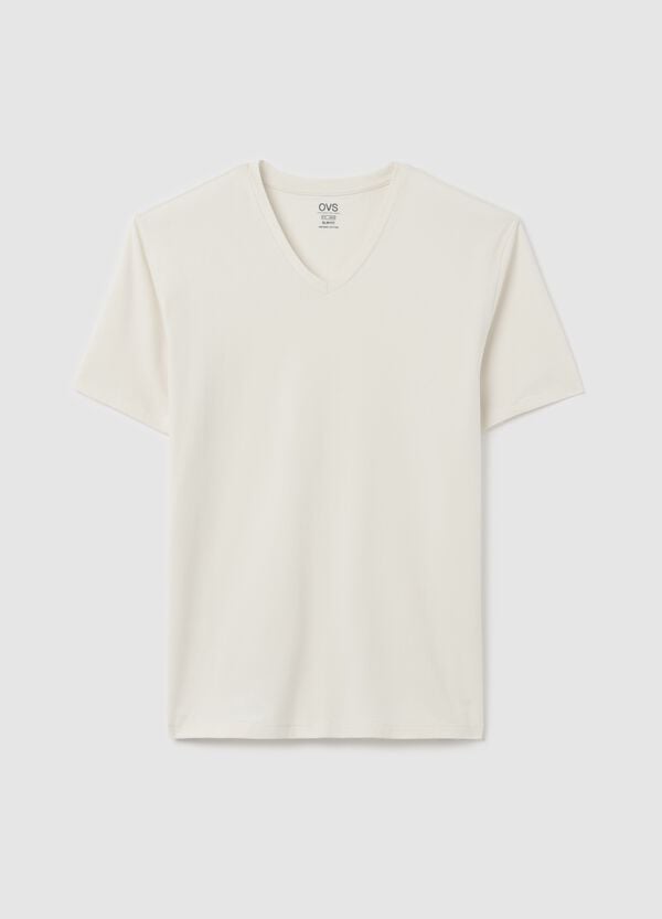 Ovs T-shirt slim fit in cotone stretch scollo a V