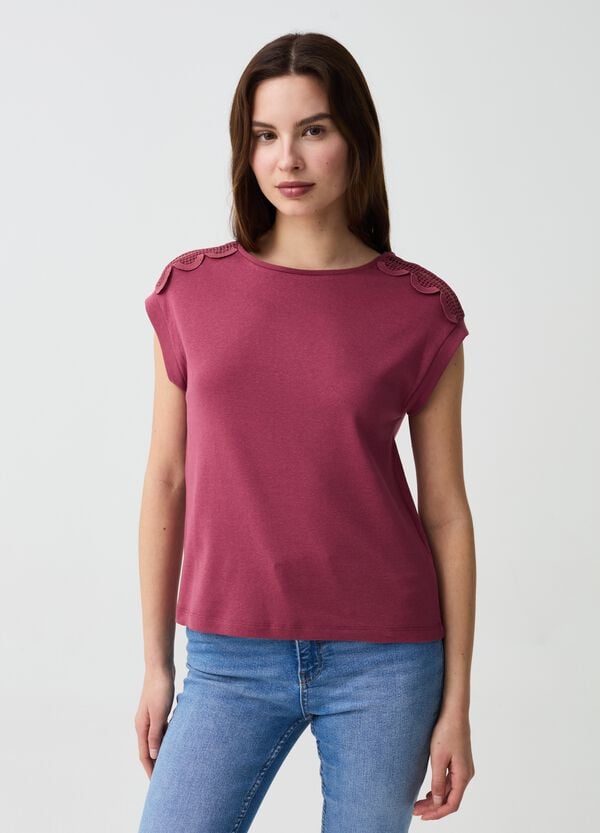 Ovs T-shirt smanicata con applicazione crochet