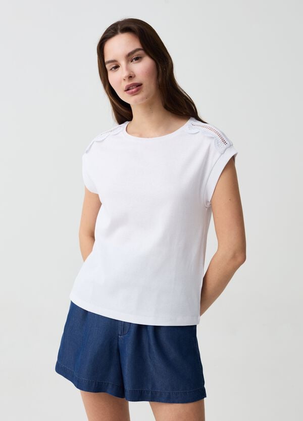 Ovs T-shirt smanicata con applicazione crochet