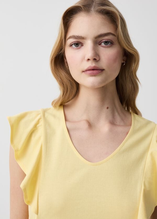 Ovs T-shirt Smanicata Con Scollo A V E Volant