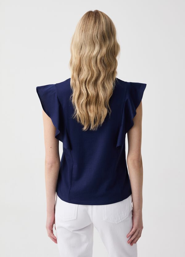 Ovs T-shirt Smanicata Con Scollo A V E Volant