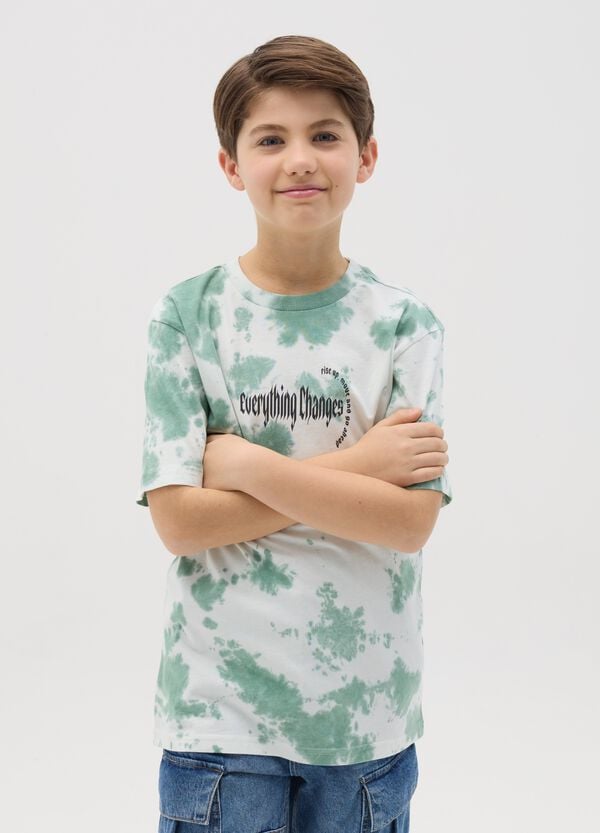 Ovs T-shirt Tie Dye con stampa lettering