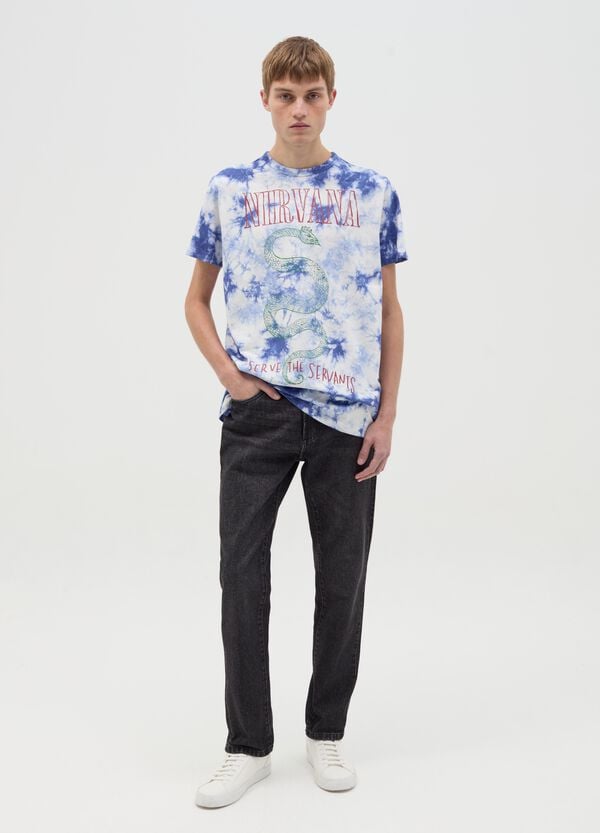 Ovs T-shirt Tie Dye stampa Nirvana