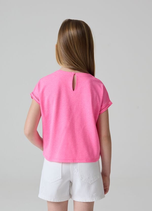 Ovs T-shirt Tinta Unita Con Inserti Traforati