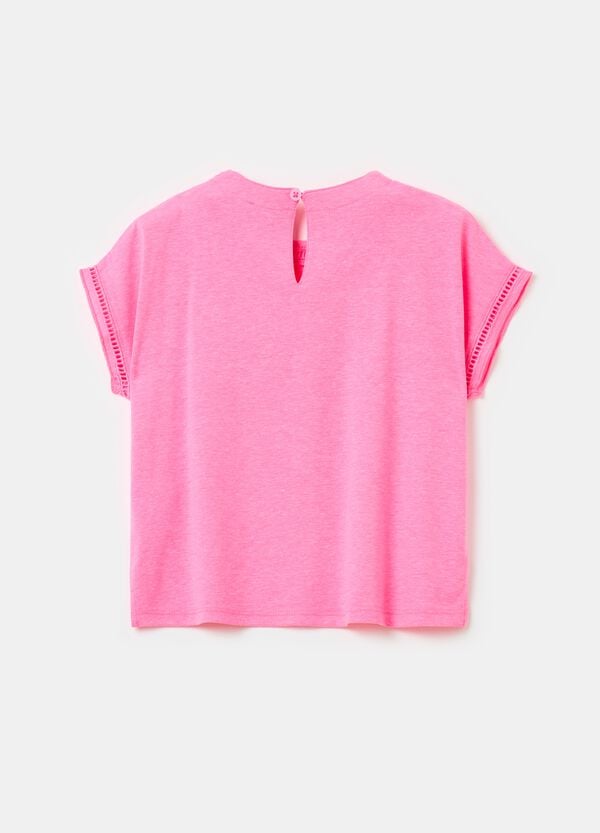 Ovs T-shirt Tinta Unita Con Inserti Traforati
