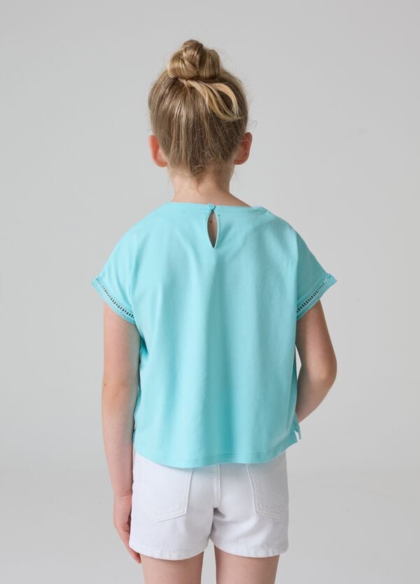 Ovs T-shirt Tinta Unita Con Inserti Traforati