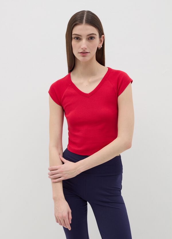 Ovs T-shirt tinta unita con scollo a V