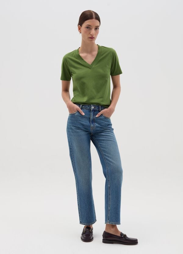 Ovs T-shirt Verde Con Scollo A V