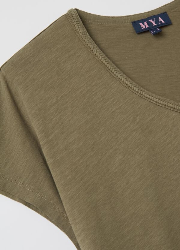 Ovs T-shirt Verde Con Scollo A V Curvy