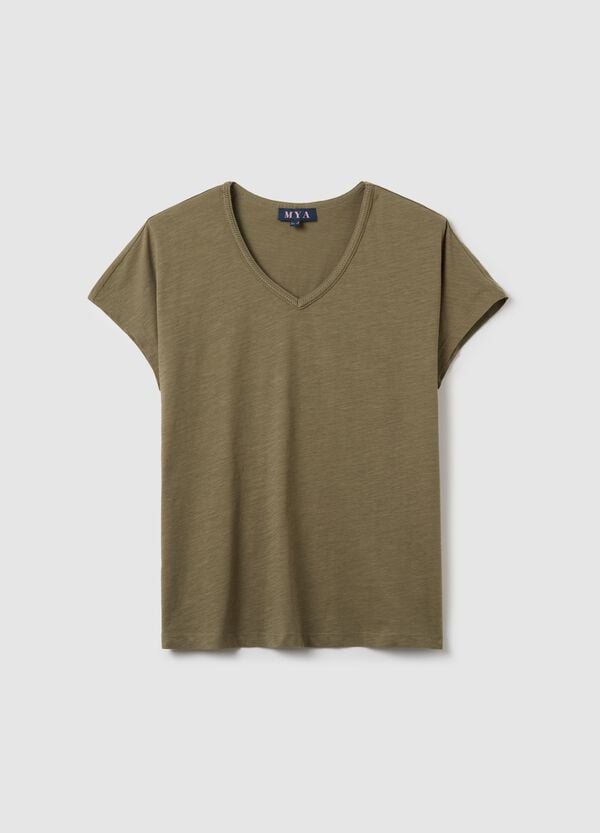 Ovs T-shirt verde con scollo a V Curvy