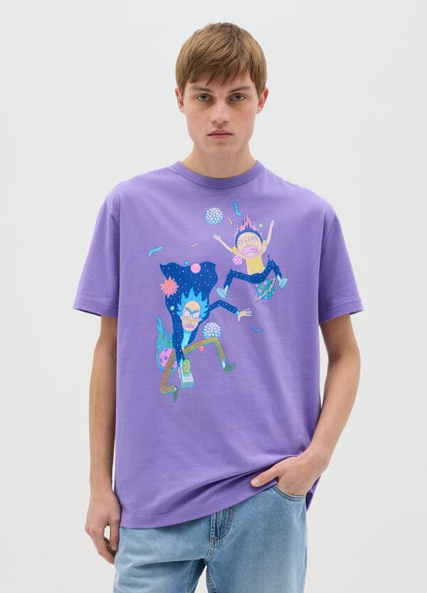 Ovs T-shirt viola stampa Rick and Morty