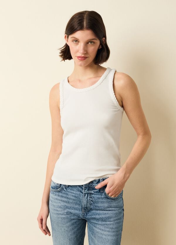 Ovs Tank Top A Costine Con Profili Intrecciati