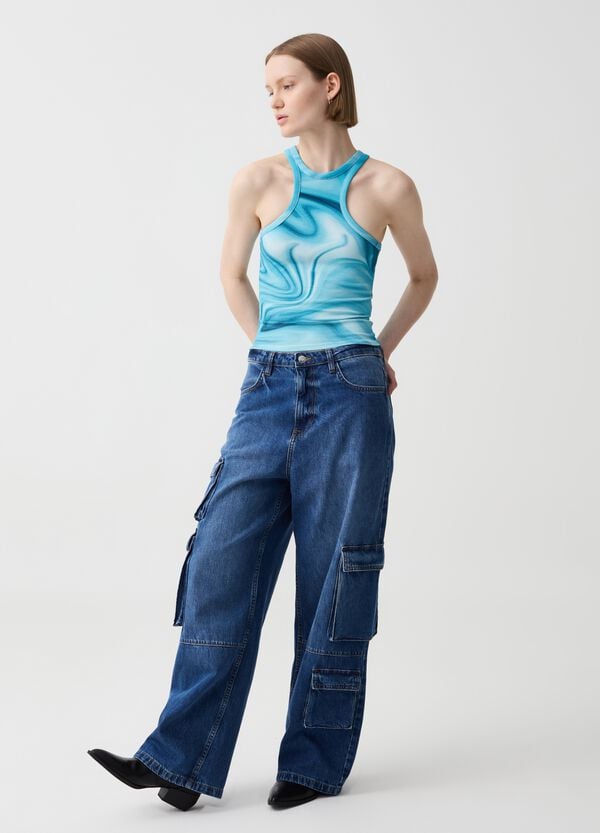 Ovs Tank Top A Costine Con Scollo Halter