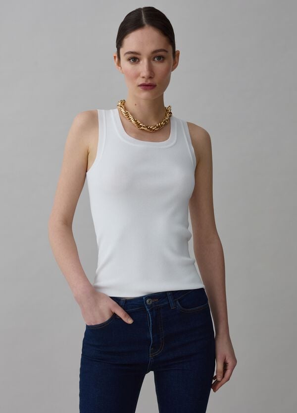 Ovs Tank Top A Costine Con Scollo Rotondo