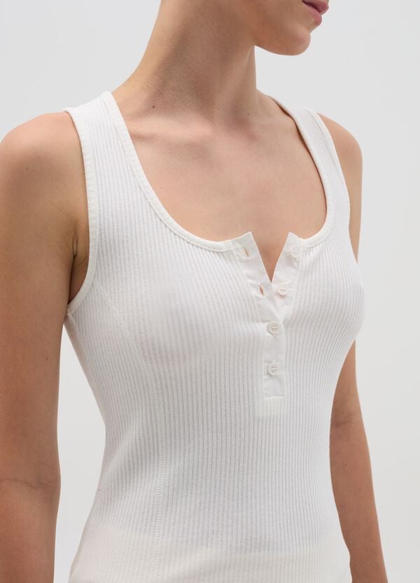 Ovs Tank Top A Costine Scollo Serafino