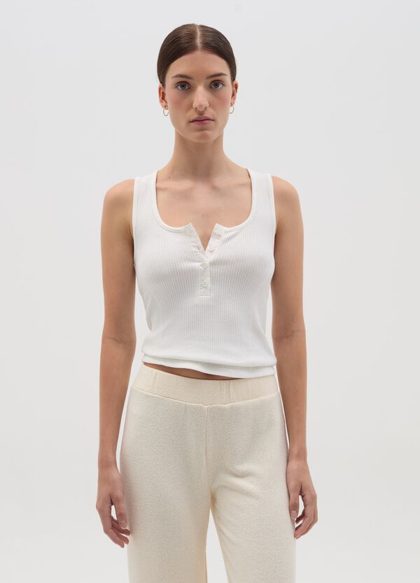 Ovs Tank top a costine scollo serafino