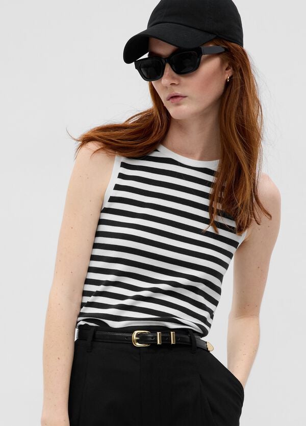 Ovs Tank top a righe in cotone e modal stretch