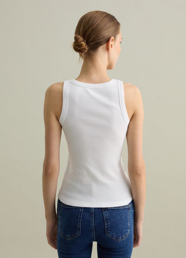 Ovs Tank Top Bianco A Costine