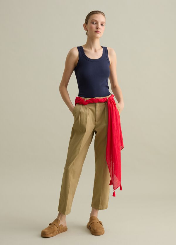 Ovs Tank top blu scuro a costine