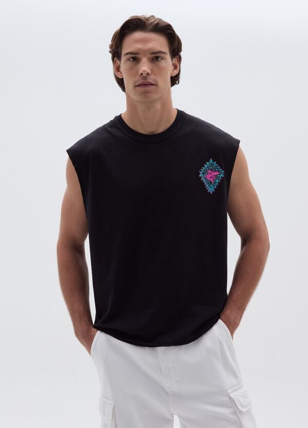 Ovs Tank top con stampa logo e squalo
