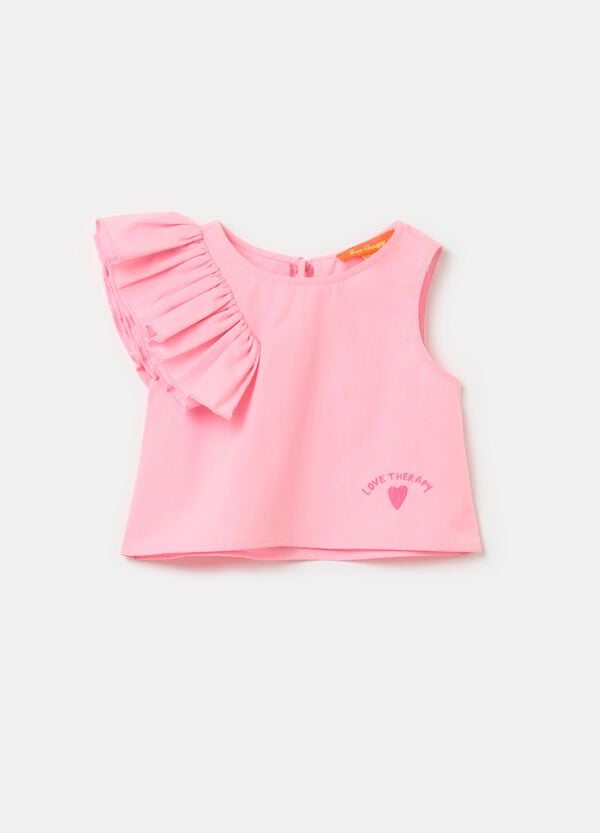 Ovs Tank top con volant e ricamo lettering