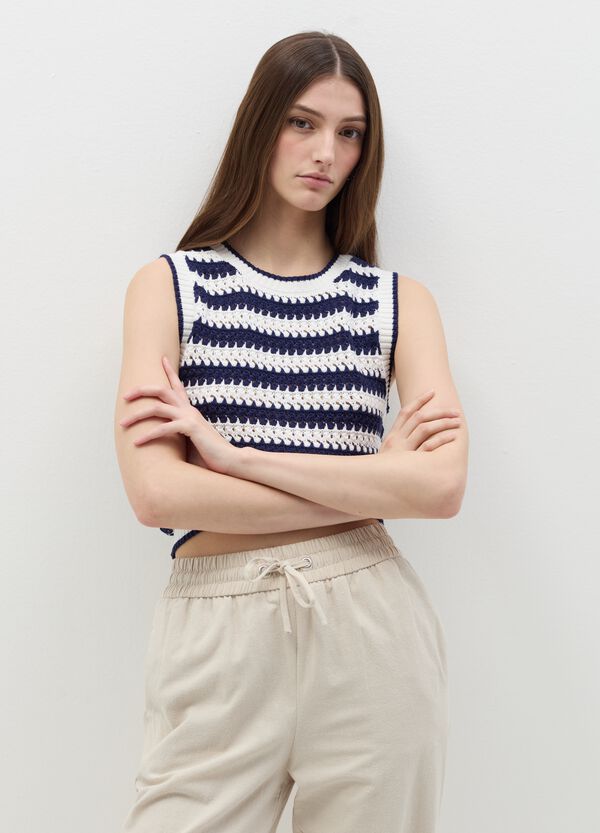 Ovs Tank top crochet a righe