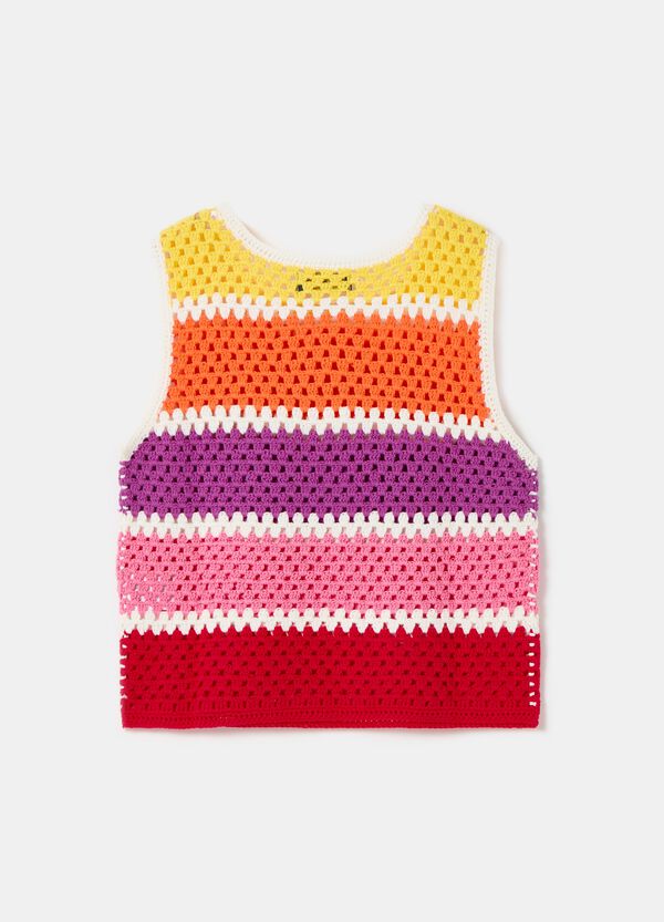 Ovs Tank Top Crochet A Righe Multicolor