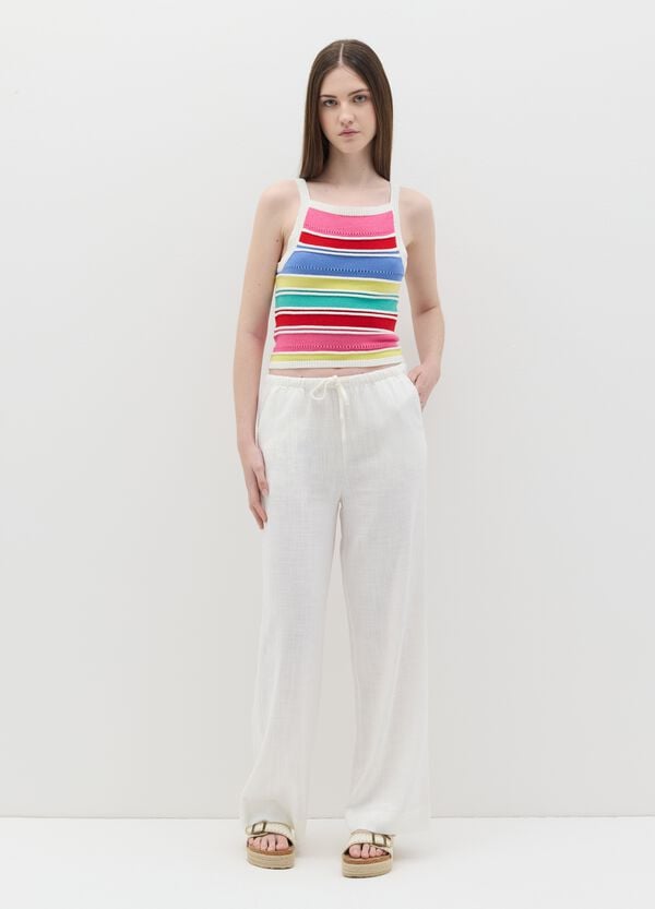 Ovs Tank Top Crochet A Righe Multicolore