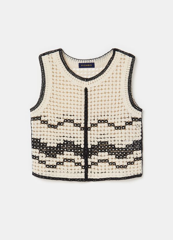 Ovs Tank Top Crochet Con Motivo Ondulato