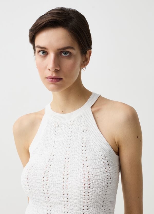 Ovs Tank Top Crochet Con Scollo Halter