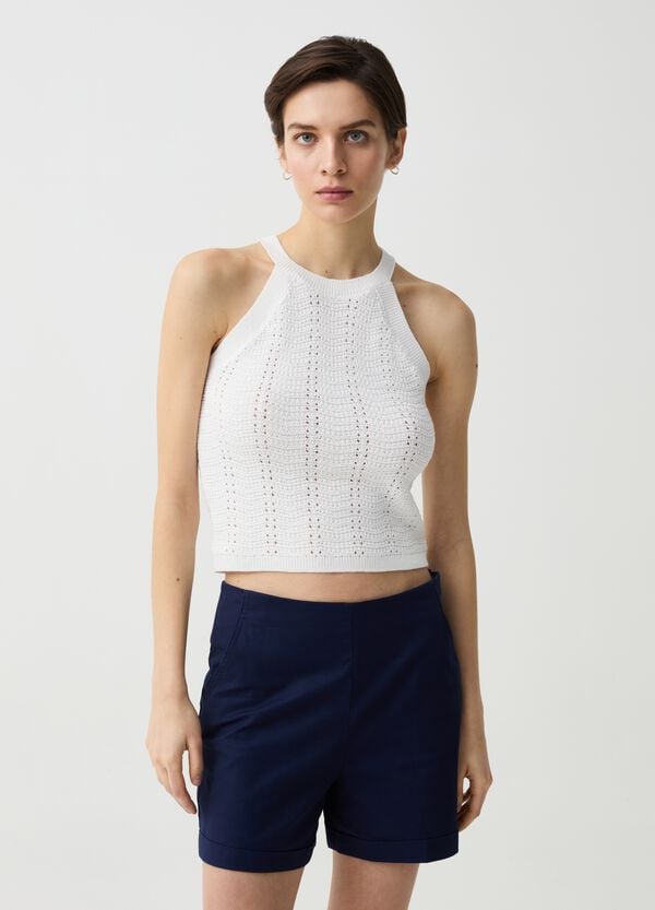 Ovs Tank top crochet con scollo halter