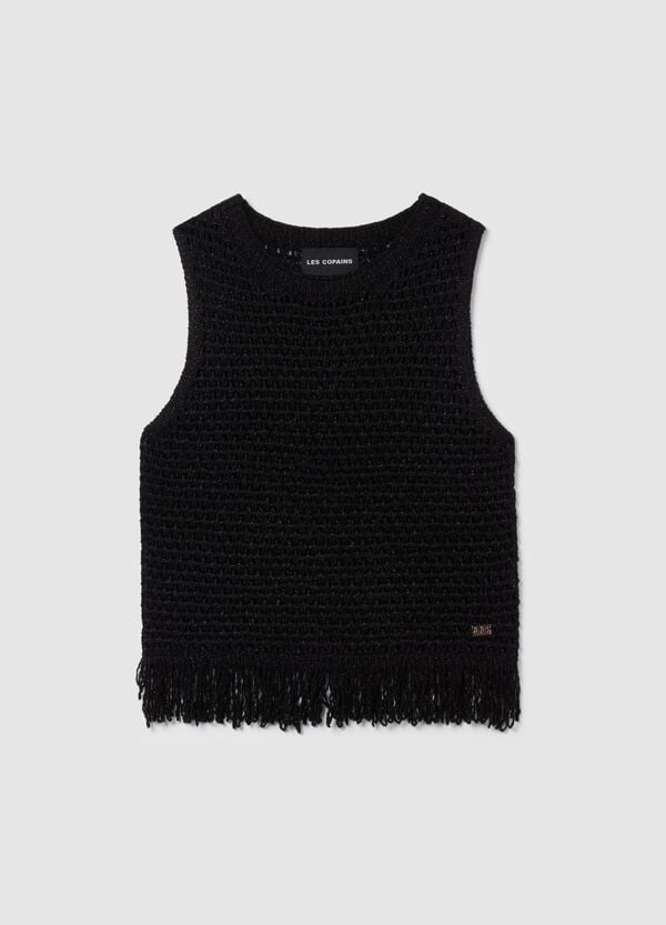 Ovs Tank top crochet in lurex con frange