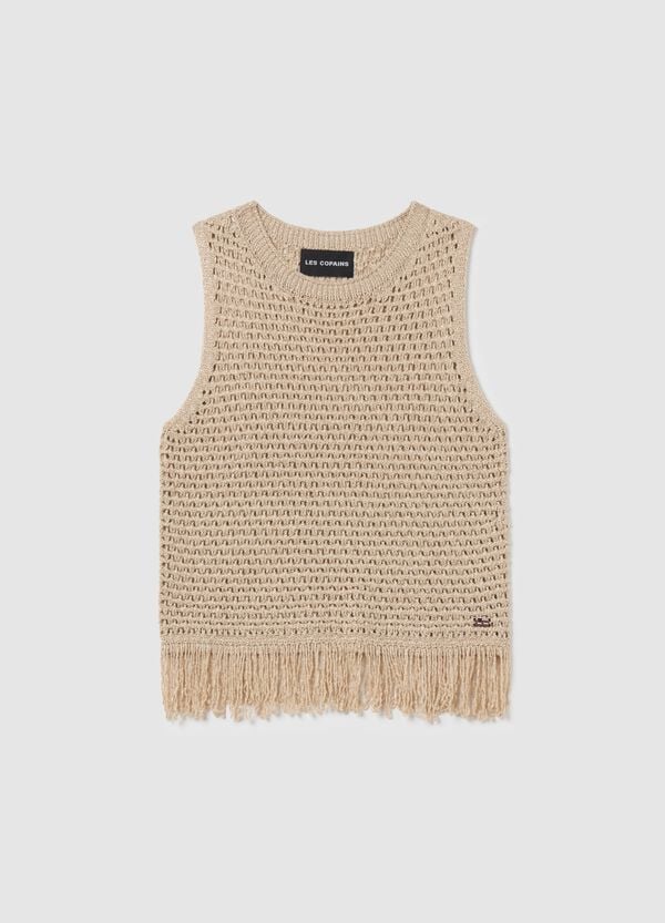 Ovs Tank top crochet in lurex con frange