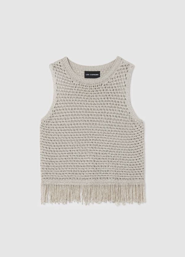 Ovs Tank top crochet in lurex con frange