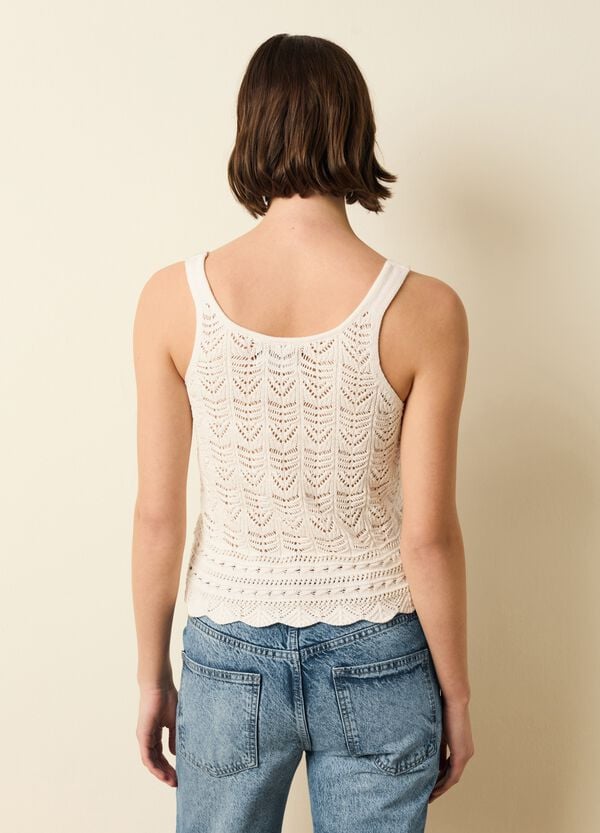 Ovs Tank Top Crochet Scollo A V