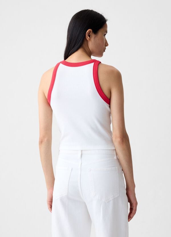 Ovs Tank Top Crop A Costine Con Scollo Halter