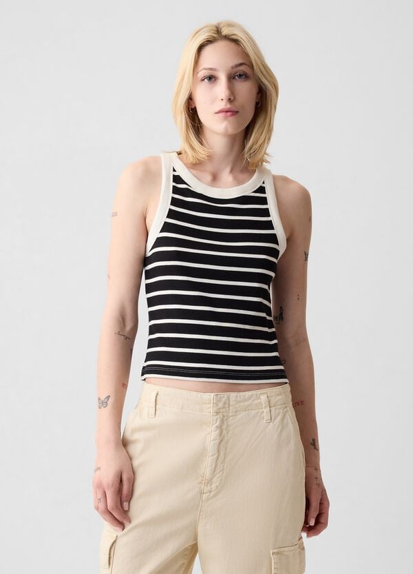 Ovs Tank top crop a costine con scollo halter