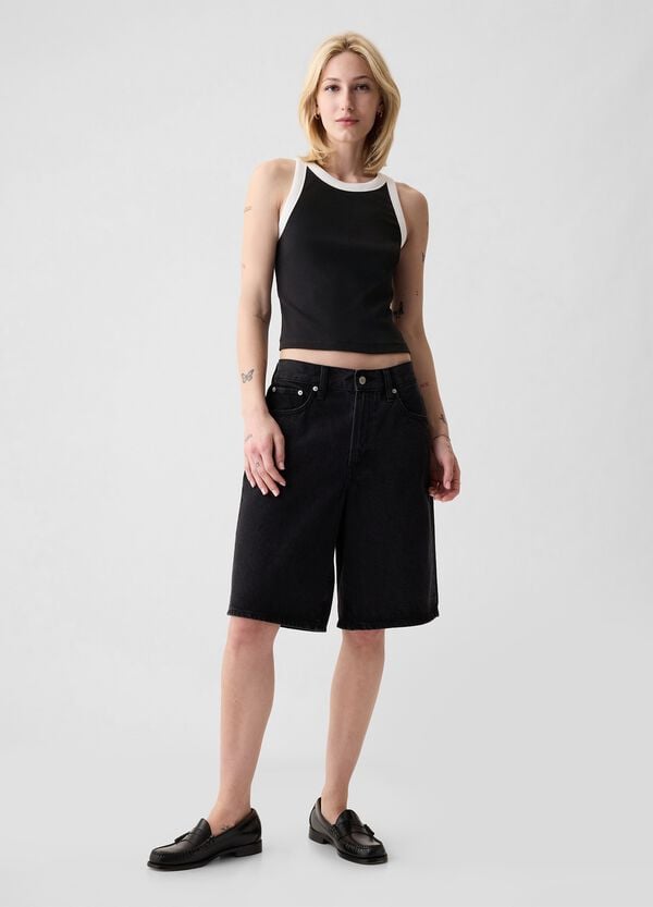 Ovs Tank Top Crop A Costine Con Scollo Halter