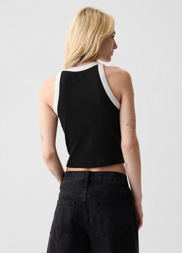 Ovs Tank Top Crop A Costine Con Scollo Halter