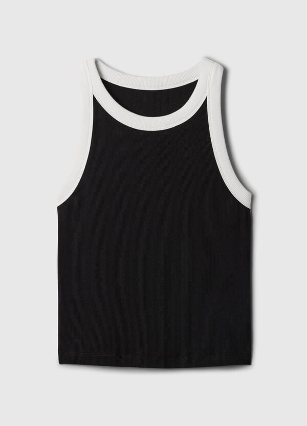 Ovs Tank Top Crop A Costine Con Scollo Halter