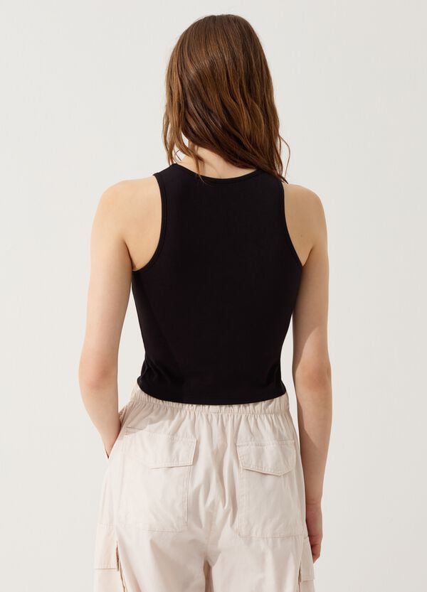 Ovs Tank Top Crop Con Fiocco In Strass