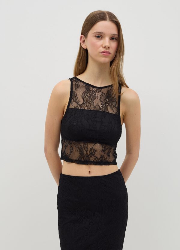 Ovs Tank top crop in pizzo